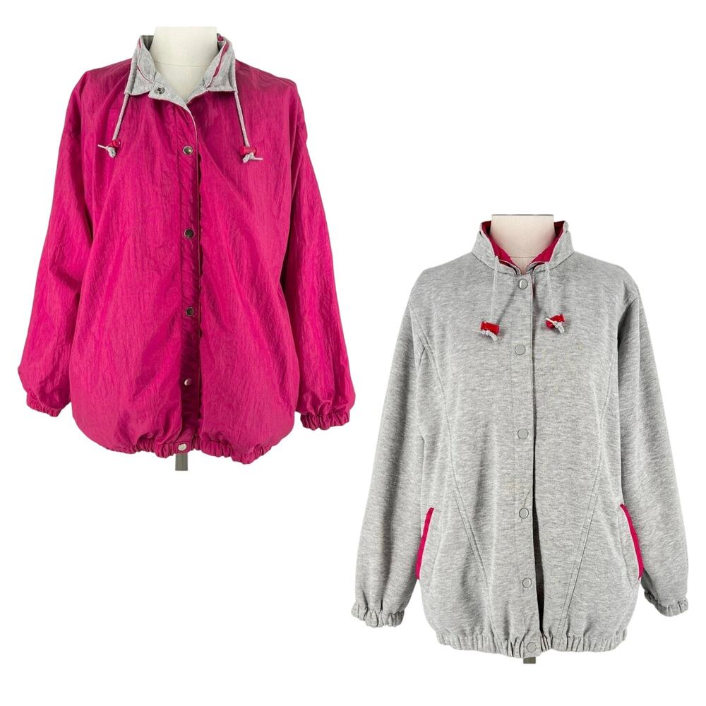 90s reversible hot pink gray jacket 1990s vintage